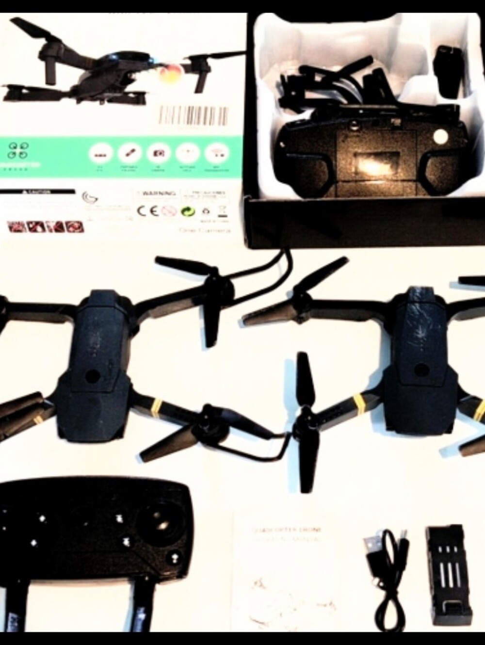 2 Drones By Quadcopter Foldable Camera Drones with Remotes - Black